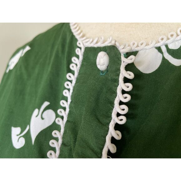 VTG Casual Aire Reef Towers Hawaiian Tiki Village Button Front Green Blouse - Picture 9 of 12